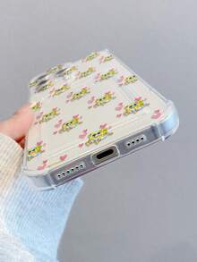 1pc Cute & Fun Transparent Card Holder Case With Spongebob & Heart Pattern, Shockproof Phone Case Compatible With IPhone 11/12/12 Pro Max/14 Pro Max/15/15 Pro/16/16 Pro Max - Multicolor - View 5