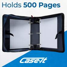 -it - Carpeta doble con cierre 2 en 1, dos anillos en D de 1.5 pulgadas, capacidad de 600 hojas, bolsa para lápices yúltiples bolsillos, organizador escolar y oficina con correa para el hombro - Negro azabache - Ver 4