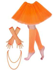 D EXCEED 1 双/4 件装女士露指渔网手套臂套 – 80 年代复古服装配饰 – 适用于 80 年代主题派对、舞蹈表演、舞台演出和圣诞节 - 彩色 - 查看 32