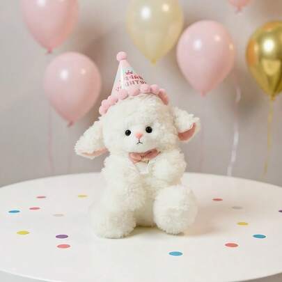 Muñeca de peluche princesa súper suave y esponjosa de 25 cm - Con pompón y decoración de lazo de encaje. Sombrero de cumpleaños | Regalo de San Valentín/Cumpleaños. ¡Esta adorable muñeca de peluche de princesa está hecha de un material súper suave y esponjoso (¡súper acogedor para abrazar!)