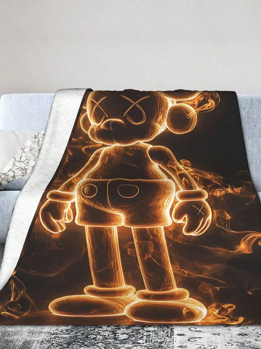 Kawss Kawaii Kaw Blanket The Ultimate Anime Fan Gift - Luxuriously Soft Flannel Blanket, Cartoon Printed Throw For Home, Camping, Travel, Perfect For Christmas & Birthdays - Black - View 1