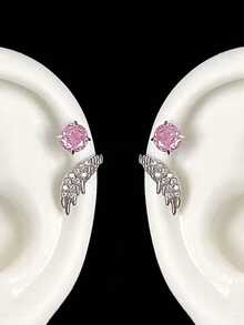 1pc Screw-On Heart Shaped Earring, Unique Design Ear Cuff Earring, Lightweight Luxury Earring For Women - Blue - View 9