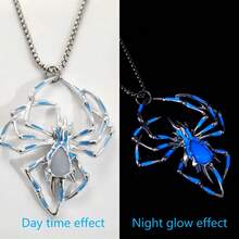 1pc Spider Street Glow-In-The-Dark Necklace, Unisex Accessory - Multicolor - View 8