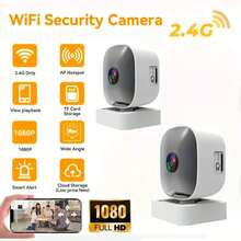 无线智能摄像头，婴儿监视器，带双向语音、红外夜视、远程手机APP控制，家用安防摄像头，室内/室外监控摄像头 - 白色 - 查看 1