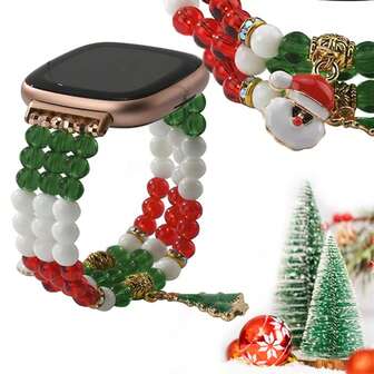 1 st. färgglatt armband med juldekorationer och pärlor + 1 st. charmigt ersättningsarmband med juldekorationer, kompatibelt med 38-49 mm, Ultra SE-serien 10/9/8/7/6/5/4/3/2/1 (endast armband)