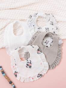 4 Packungen Baby Lätzchen, Sabberlatz für Neugeborene, geeignet zum Zahnen & Füttern, süßes bedrucktes Set, Baby Alltagsartikel, perfektes Babygeschenk, ganzjährig verwendbar