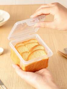 1个透明面包盒，带翻盖，防尘食品储存容器，适用于厨房、冰箱、面包房、零食店，大容量多尺寸食品收纳盒，家用、餐厅适用