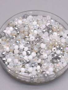 200pcs 4mm Round White color Mix Crystal Glass Beads For Jewelry Making - Multicolor - View 4
