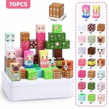 35/70pcs STEM Magnetic Building Tiles & Bricks - Pink Forest Park DIY 3D House & Tree Scenery With Adorable Character Cubes, Imaginative Construction Toy, Creative Birthday & Christmas Gift - Multicolor - View 7