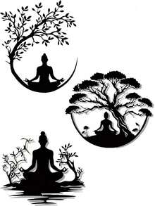 1pc Buddhist Zen Meditation Person Metal Cutting Die, Suitable For Scrapbooking Decoration, DIY Scrapbooking Paper Art, Embossing Craft, Handmade Crafts And Card Making, Greeting Card Metal Cutting Die - Silver Gray - View 2