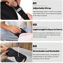 Antifaz Trmico De Seda Inalmbrico Para Ojos Secos, Antifaz Para Dormir Con Compresas Clidas Que Bloquean La Luz Y 3 Ajustes De Calor, Almohadilla Trmica Lavable Para Migraas, Para Vi - Negro - Ver 7