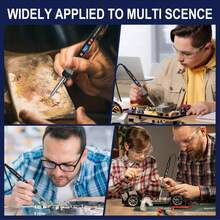 ILIBILIB HX5 90W 专业电烙铁，带欧标插头，110V-240V 电压，具备睡眠模式、液晶显示屏和精准温控（180-500°C，±1°C）——包含 5 个可互换烙铁头和 1 管 18g 焊锡丝