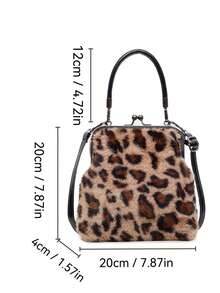 Nuevo estilo de otoño/invierno Bolso de mano de estilo retro con estampado de leopardo y peluche, bolso de hombro desmontable para mujer, con una billetera con botón. Bolso bandolera pequeño. - Multicolor - Ver 12