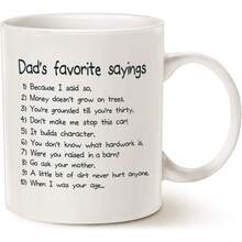 Funny Dads Favorite Sayings Coffee Mug, Funny Dadisms Written In A Top Ten List, Best Birthday Gifts For Dad, Father Cup, White 11 Oz - trắng - Xem 4