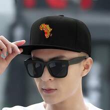 Fashion cap with black African design embroidery flat bill cap Baseball cap snapback cap sports low cap graphic print low cap retro unisex snapback cap small head around visual fashionable duckville cap large head around breathable snapback haphop baseball cap baseball cap duck cap ball cap - ブラック - チェックする 3