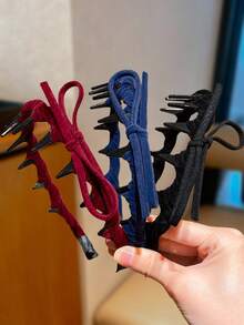 2pcs Toothed Headband Set - Multi-Color (Wine Red/Blue/Black), Vintage-Inspired Design, Toothed Structure For Secure & Non-Slip Wear, Bow Accent For Sweet Touch, Suitable For Daily, Commute, Date Outfits, Practical & Stylish Hair Accessory For Retro & Cute Hairstyles ,Hair Band ,Diadema ,Hair Hoop - Multicolor - View 6