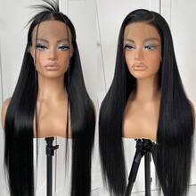 13x4 HD Synthetic Lace Front Wig Pre Plucked Ready To Wear 28 Inch Glueless Straight Lace Front Wig For Women Natural Looking Synthetic Heat Resistant Fiber Lace Wig - màu đen - Xem 1