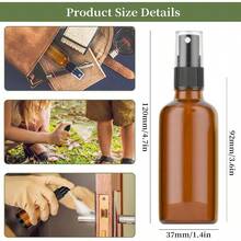 5 Pack Empty Amber Glass Bottles With Fine Mist Sprayer And Dust Cap 50/100ml Spray Roller Bottles Refillable Glass Spray Bottles Containers For Essential Oil Plants Water Cleaning Liquid 50ML - Brown - View 3