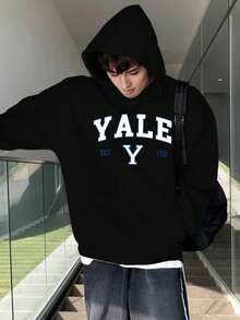 Teen Boy Black NYC Arched Lettering Sweatshirt, Featuring A Striking "NYC" Logo And Smaller "ALL GIRLS TEAM" And "SPORTS CLUB" Lettering - Perfect For Casual Outings, Sports Activities, Or Everyday Wear In Fall And Winter. Teen Boy - Black - View 10