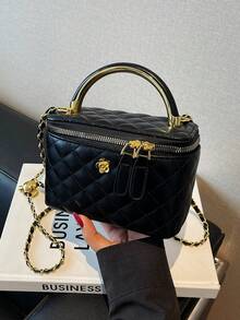 Solid Color Fashionable High-End Versatile Women Handbag & Shoulder Bag - Black - View 7
