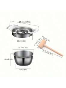 1pc Stainless Steel Pomegranate Deseeder Tool, Pomegranate Cracker With Wooden Mallet, Fruit Flesh Separator Eating Fruit Tool