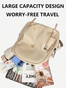 Anti-Theft PU Leather Backpack, Women's Wallet, Multifunctional Fashion Everyday Bag, Lightweight Travel Bag With Multiple Pockets, Large Capacity Minimalist Backpack, Convenient Backpack, Suitable For Students, Nurses, Teachers, Business Professionals, Travel, Commuting, Shopping, Office, Dating, Hiking, Training, Work, Birthday Gift, Holiday Gift, Backpack - Multicolor - View 9