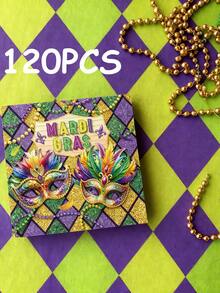48pcs 13"X13" Disposable Mardi Gras Themed Napkins, Colorful Carnival Design With Masks, Beads And "MARDI GRAS" Text, Suitable For Carnival Parties And Holiday Gatherings - Multicolor - View 9