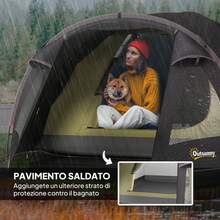 Outsunny 2-Person Tunnel Tent With 2 Rooms, 3000mm Waterproof Family Tent With Mesh Door, Side Windows And Carry Bag, 330x190x120cm, Black - Black - View 6