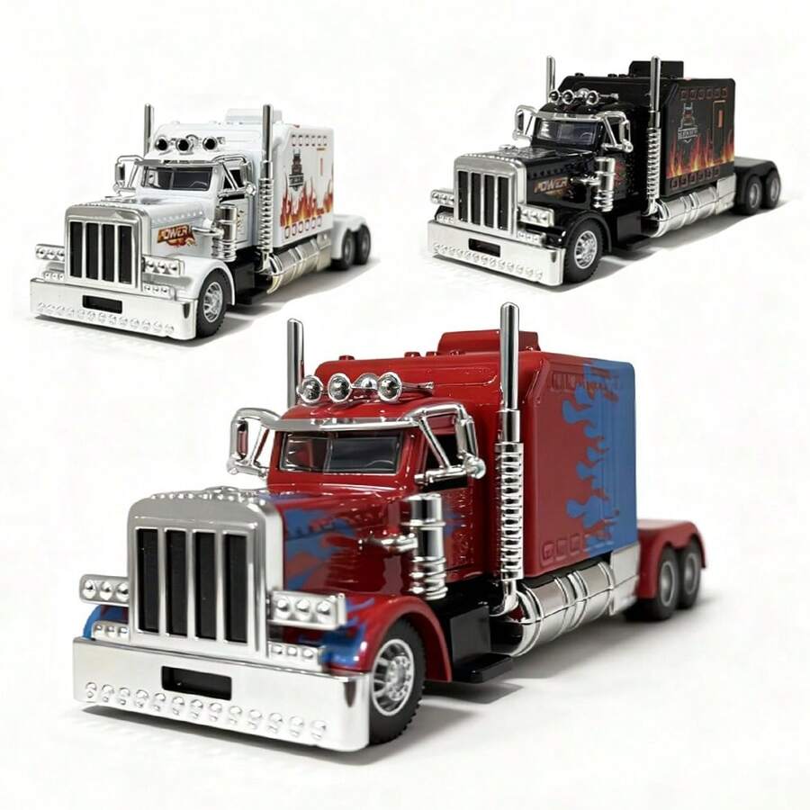 Mô hình xe tải hợp kim đúc tỷ lệ 1:50, xe đầu kéo kiểu Mỹ, sản xuất đúc hợp kim kẽm, thích hợp để sưu tập, trang trí nhà cửa, trang trí tiệc tùng, bộ sưu tập xe đồ chơi - Nhiều màu - Xem 1