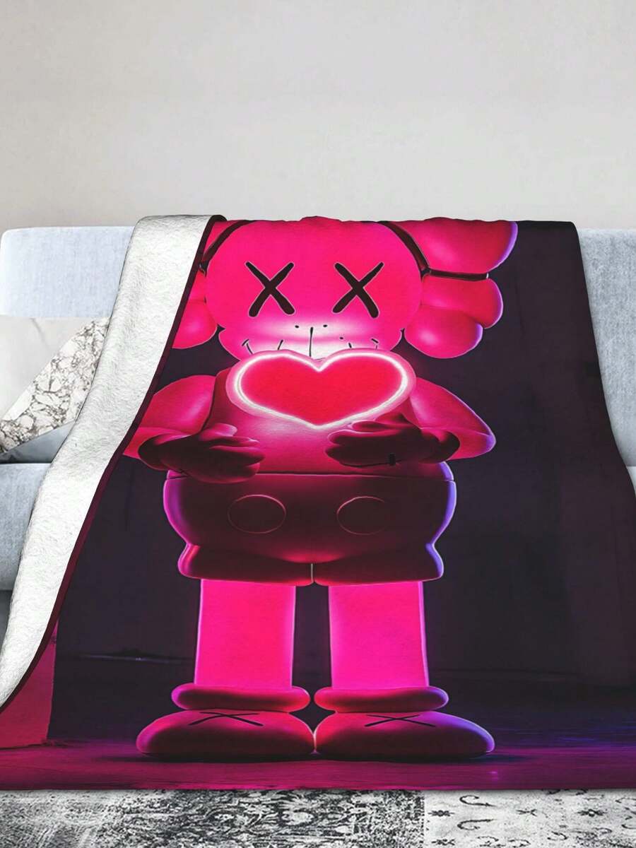 Kawss Kawaii Kaw Blanket The Ultimate Anime Fan Gift - Luxuriously Soft Flannel Blanket, Cartoon Printed Throw For Home, Camping, Travel, Perfect For Christmas & Birthdays - 黑色 - 查看 1