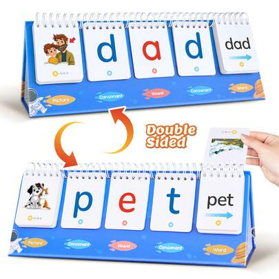 Juegos de palabras CVC, libro de actividades de lectura y rima, material de aprendizaje para aprender a leer en casa, tarjetas flash para construcción de palabras, juguete educativo, artículos indispensables para el aula