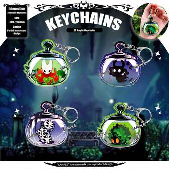 Hollow Knight: Silksong ,Hollow Knight Keychain, Silksong Keychains,Silksong Goods,2d Acrylic Keychains,Hornet Fan,Phone & Car Keychain Decoration, Student Backpack Accessory, Gift Halloween Car Accessories Bag Charm School Cute Goth Y2k
