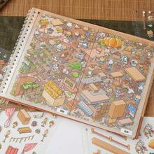 1 pieza Libro de pegatinas de paisaje en miniatura del Palacio Antiguo - Escena de casa tridimensional DIY, Conjunto de decoración de drama de palacio para scrapbooking, regalo de Año Nuevo