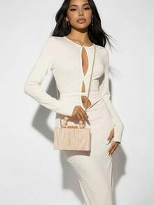 Gets Acrylic Khaki  Purses Evening Clutch Bag Marbling Handbags For Women Cross Body Bag With Pearl Chain Formal Wedding Prom Party (Apricot) - 米色 - 查看 11