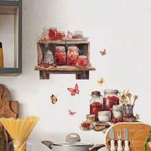 Multiple Pink Kitchen Utensils, Kitchen Wall Stickers, Dining Room Kitchen Home Decor Wall Stickers, Self-Adhesive - Multicolor - View 5