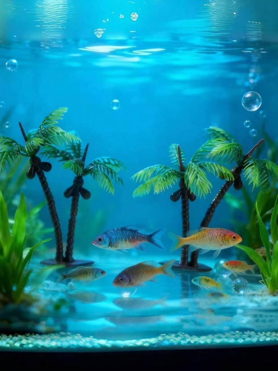 نخلة جوز الهند الصغيرة المحاكية للمناظر الطبيعية، نموذج منظر طبيعي لطاولة الشاطئ، نباتات نخلة جوز الهند المزدوجة لديكور الكتب، اكسسوارات صغيرة للزينة، حوض السمك، ديكورات حديقة خارجية