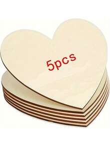 5pcs Thick Unfinished Wooden Heart Cutouts – DIY Painting Craft Shapes | For Valentine's Day/Thanksgiving/Weddings, Party Decor & Handmade Projects - Multicolor - View 10