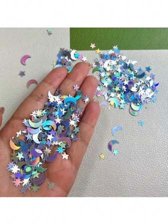 Un paquete de 15 gramos de cintas de escritorio con estrellas y lunas holográficas, espolvoreadas con lámina de oro brillante, es adecuado para bodas, cumpleaños, celebraciones de inauguración de la casa, decoraciones de fiestas en general y suministros de festival DIY