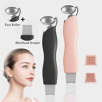 2-In-1 Blackhead Scraper & Ice Roller, Face Spatula Tool For Blackhead Removal And Pore Cleaning, Face Scrubber Exfoliator Pore Cleaner Cooling Roller For Men & Women