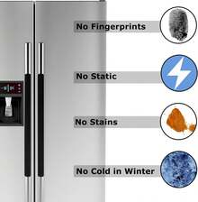 3PCS Refrigerator Door Handle Covers Kitchen Decor Keep Appliance Clean Anti-Static Stains Fridge Dishwashers Velvet (Black) - In bạc xanh - Xem 1
