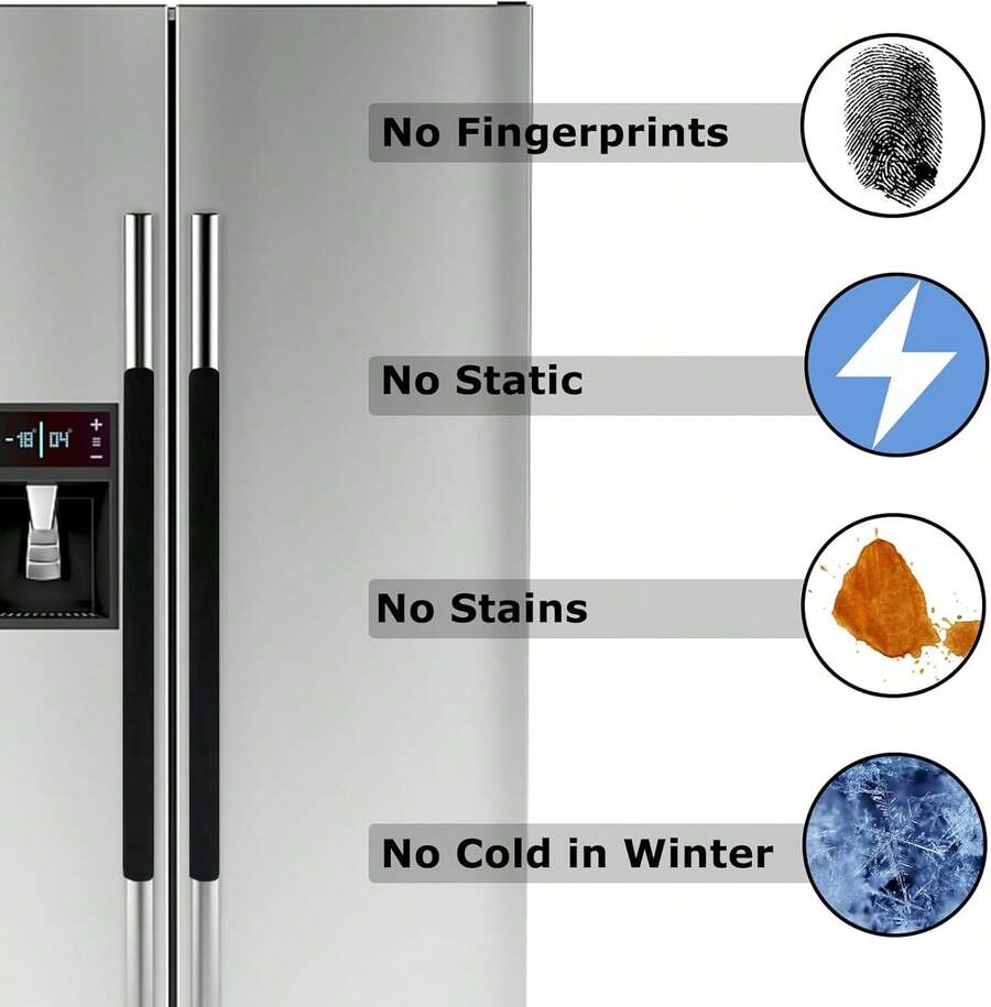 3PCS Refrigerator Door Handle Covers Kitchen Decor Keep Appliance Clean Anti-Static Stains Fridge Dishwashers Velvet (Black) - In bạc xanh - Xem 1