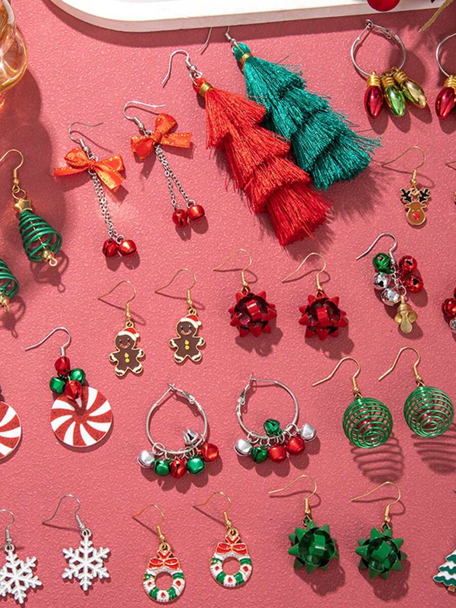 2pcs Christmas Earrings, Red Gift Tassel Earrings, Personalized Funny Earrings, Holiday Gift Earrings, Colorful Light Bulb Bell Earrings/Christmas Tree Earrings, Christmas Decorations Tassel Earrings, Suitable For Christmas Party Favors