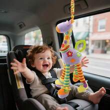 1pc Giraffe Plush Rattle Toy With Teething Ring & Bell, Soft Grip For Baby/Toddler 3+ Months, Gift