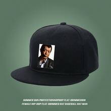 Black Adult Cap with Illustrations of Popular Actors, Oozing with Fashionability, Streetwear snapback cap low cap retro baseball cap small head around sports flat bill cap Baseball cap low cap graphic print unisex breathable fashionable ball cap snapback visual duckville cap snapback cap large head around duck cap haphop baseball cap - ブラック - チェックする 2