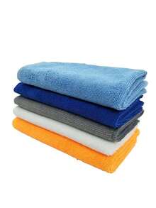10pcs Solid Color Multi-Purpose Kitchen Supplies, Thick Soft Microfiber Square Highly Absorbent Multi-Functional Cleaning Cloths For Car Washing, Home & Office Desk, Easy To Clean, Non-Shedding, All Season