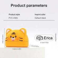 1pc Customized Name Stamp - Cute And Durable Panda Design, Waterproof And Long-Lasting, Ideal For Marking Clothes And Accessories, Easy To Use And Maintain, High-Quality Ink Ensures Clear Imprint, Great For Home Organization And Personal Use, Fun And Practical, Adds Unique Charm To Your Items, Various Cartoon Patterns Available. - Yellow - View 4