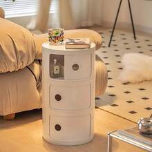 ColourTree 2 /3/4Tier Green Round Nightstand With Drawers,Small Bedside Table With Storage,Round Storage Cabinet With Sliding Door,Modern End Table Side Table - 彩色 - 查看 11