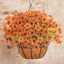 10片热带人造桉树叶带茎，适用于丛林主题生日派对用品、婚礼中心装饰花卉摆设、农舍家居装饰（金色）（不含花瓶） - 彩色 - 查看 13