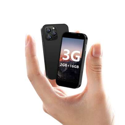 SOYES Smartphone con Android 9, teléfono móvil, smartphone, 2 GB RAM + 16 GB ROM, doble ranura para tarjetas SIM, batería de 900 mAh, puerto USB-C, pantalla táctil HD de 3 pulgadas, cámaras de 5 MP + 2 MP, procesador de cuatro núcleos, red 3G.  Descarga de aplicaciones disponible.  Ideal para adolescentes, niñas y niños.  Colores: negro/rosa/azul.  Regalo de Navidad/cumpleaños.Mini Phone.
