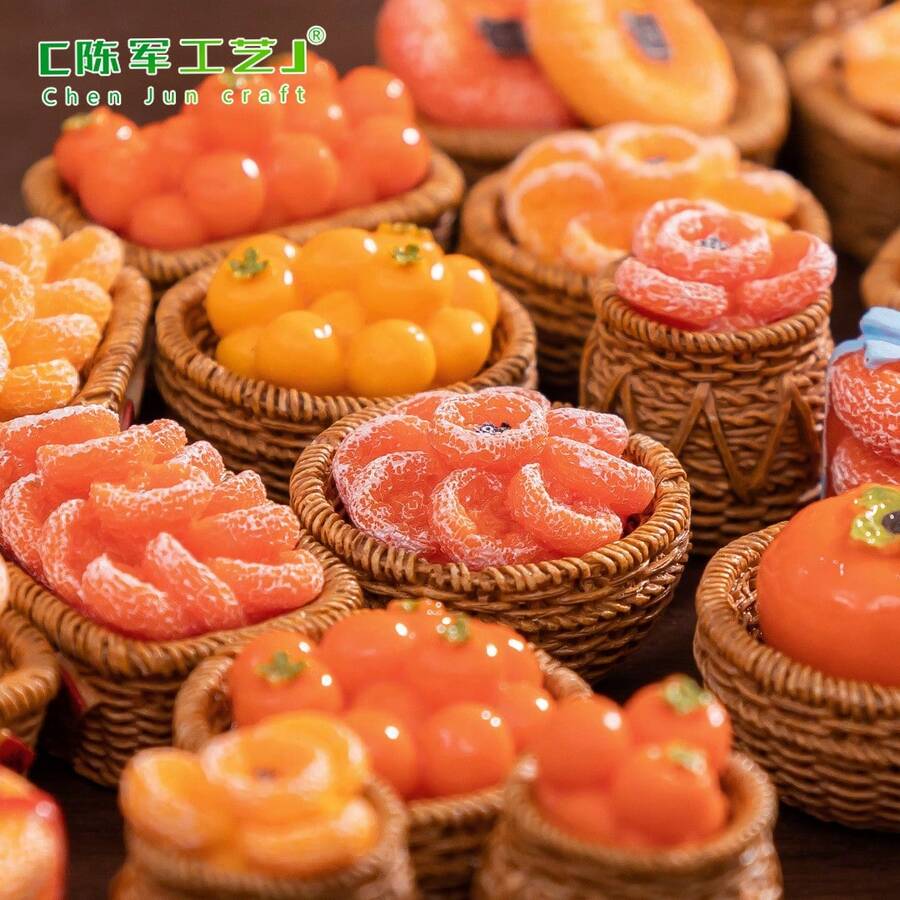 Miniature Creative Simulation Persimmon Figurine Persimmon Ruyi DIY Decoration Blind Bag Accessories Miniature Miniature Small Ornament - 4號-橘紅色柿子 - 查看 1